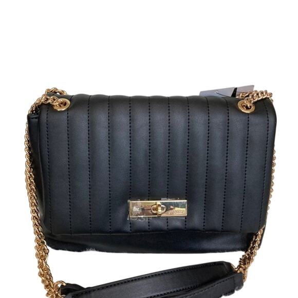 Brand New Beautiful Black NINE WEST  Vegan Shoulder/ Purse/Handbag Smooth - Picture 1 of 7
